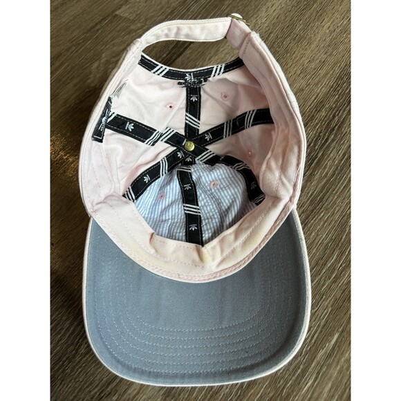 Adidas Light Pink Hat Adjustable Embroidered Black Logo Three Stripes OSFM - Picture 3 of 4